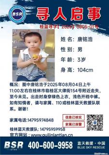 【寻人启事】图中唐铭浩于2025年08月04日上午11:00左右在桂林市临桂区大律街154号附近走失 - 辽阳28生活网 liaoyang.28life.com